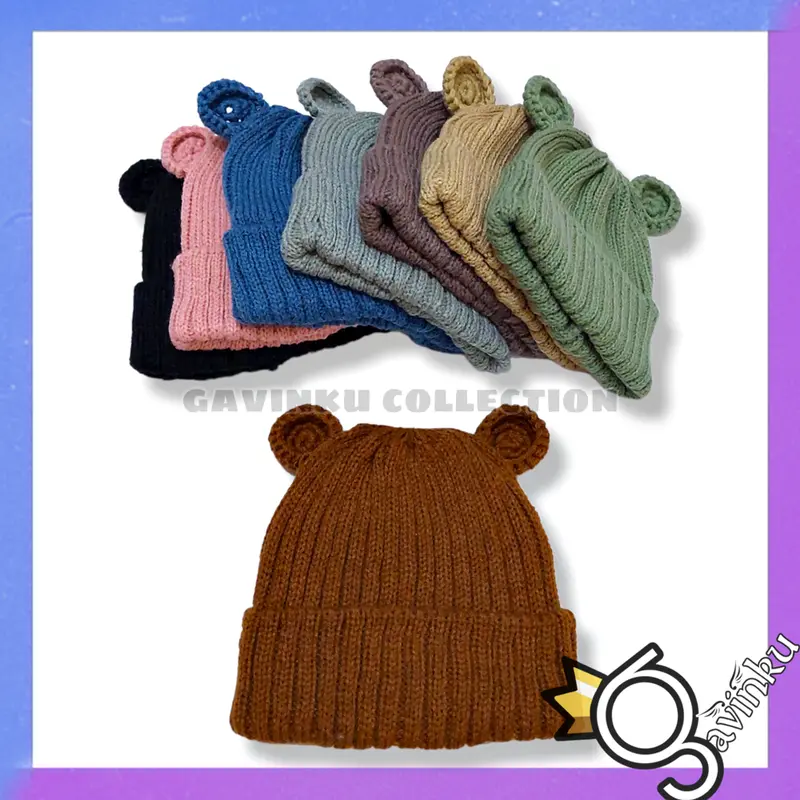 Topi Kupluk Anak Dan Bayi Laki Laki Perempuan Umur 3 6 12 bulan 1 2 Tahun Model Telinga Rajut Jeri Lipat Murah Beanie Hat Usia Baru Lahir Newborn Gaul Keren Model Baru Kekinian Korea Ketu Koplok Topu Kerpus Kuplok Eats Cap 4