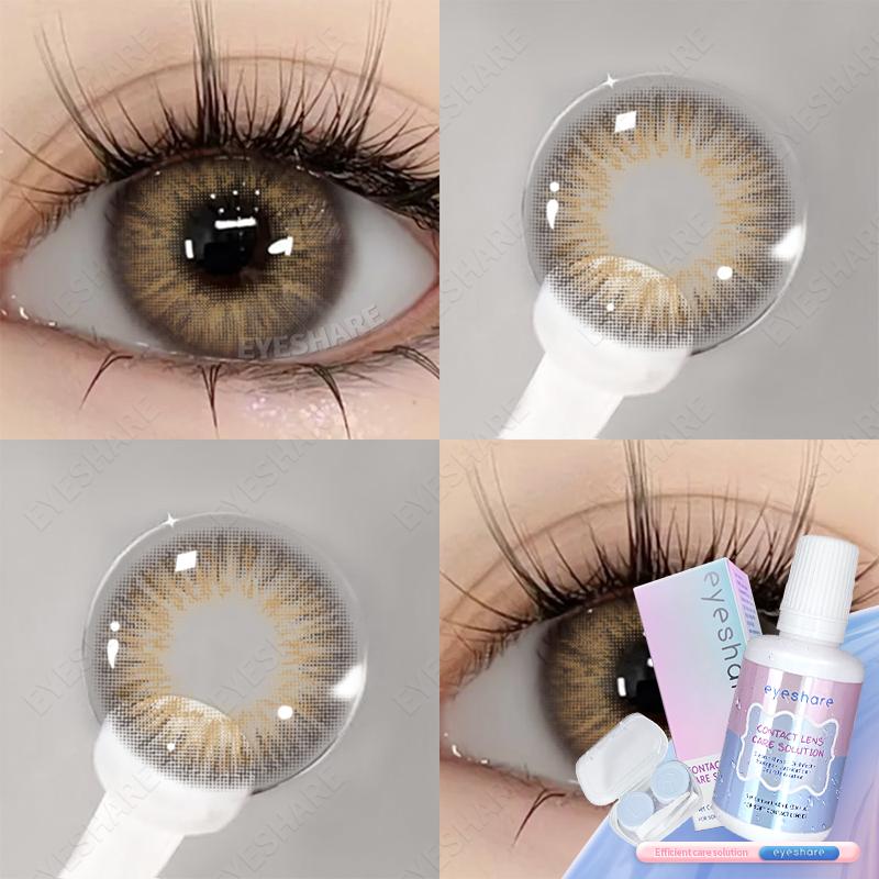 ผลิตภัณฑ์ใหม่ 1.00-6.00สายตาสั้น Eyeshare พร้อมน้ำยาดูแลขนาด 60 มล. + กล่องX2 1ปี เลนส์ขนาดเล็ก คอนแ