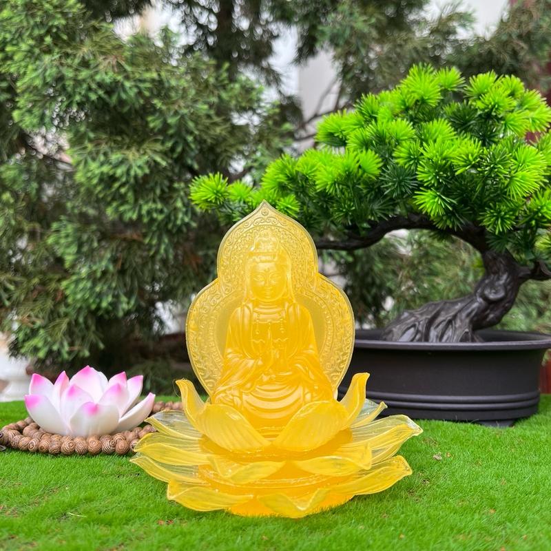 Tượng Quan Âm 2 mặt lưu ly tọa đài hoa sen trang trí bàn làm việc, ô tô Decor Decor Phòng Trang Trí Nhà 6