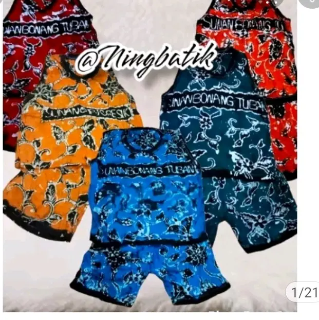 SETELAN ANAK BATIK TUBAN SINGLET BAHAN KAOS ADEM MELAR BATIK TIBAN TETLARIS