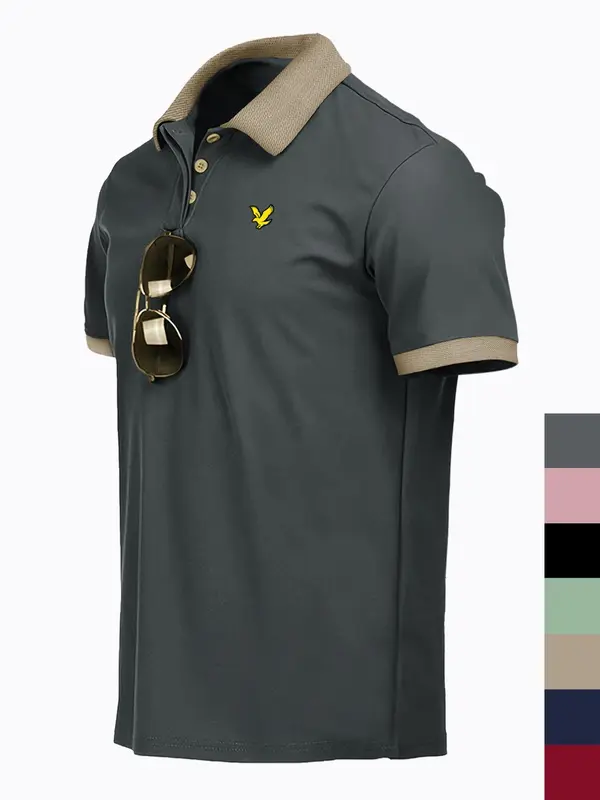 Men's Colorblock Print Polo Shirt, Regular Fit Casual Short Sleeve Collared Top for Summer, Fashion Men's Clothes for Daily Wear, Tropical 4