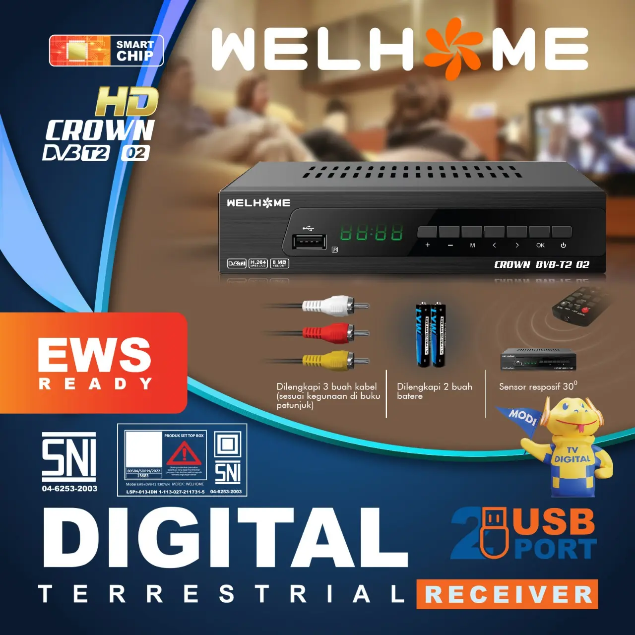 Welhome Set Top Box Crown HD TV Digital Matrix - DVB T2 01 / DVB T2 02