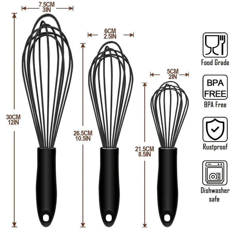 3pcs/set Manual Egg Mixer with Handle, Portable Anti-scratch Hand Egg Beater, Handheld Whisk for Butter Cream Egg Paste, Kitchenware 1