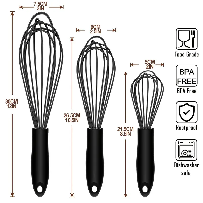 3pcs/set Manual Egg Mixer with Handle, Portable Anti-scratch Hand Egg Beater, Handheld Whisk for Butter Cream Egg Paste, Kitchenware 1