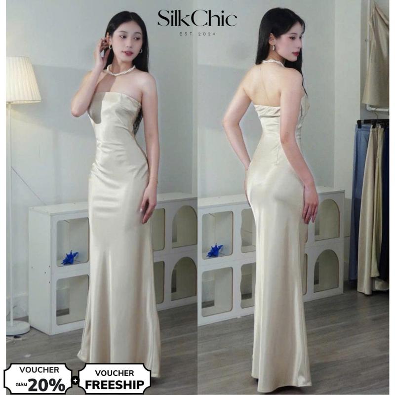 Đầm Lụa Cúp Bo Chun Form Dài Xẻ Tà Đầm Lụa Cúp Bo Chun Form Dài Xẻ Tà Dự Tiệc SC758 Váy Lụa Sang Chảnh Tôn Dáng Gợi Cảm Sang Chảnh đi Tiệc