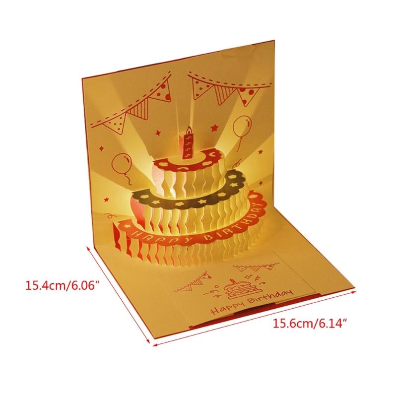 Product Introduction of 3D Music Birthday Cake Card LED Light Pop-up Greeting Card 7