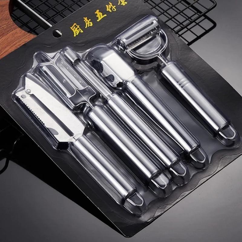 Bộ Dụng Cụ 5 Món INOX 304 Cắt Gọt Rau Củ Quả, Dụng Cụ Nạo, Dụng Cụ Bào Sợi, Kèm…