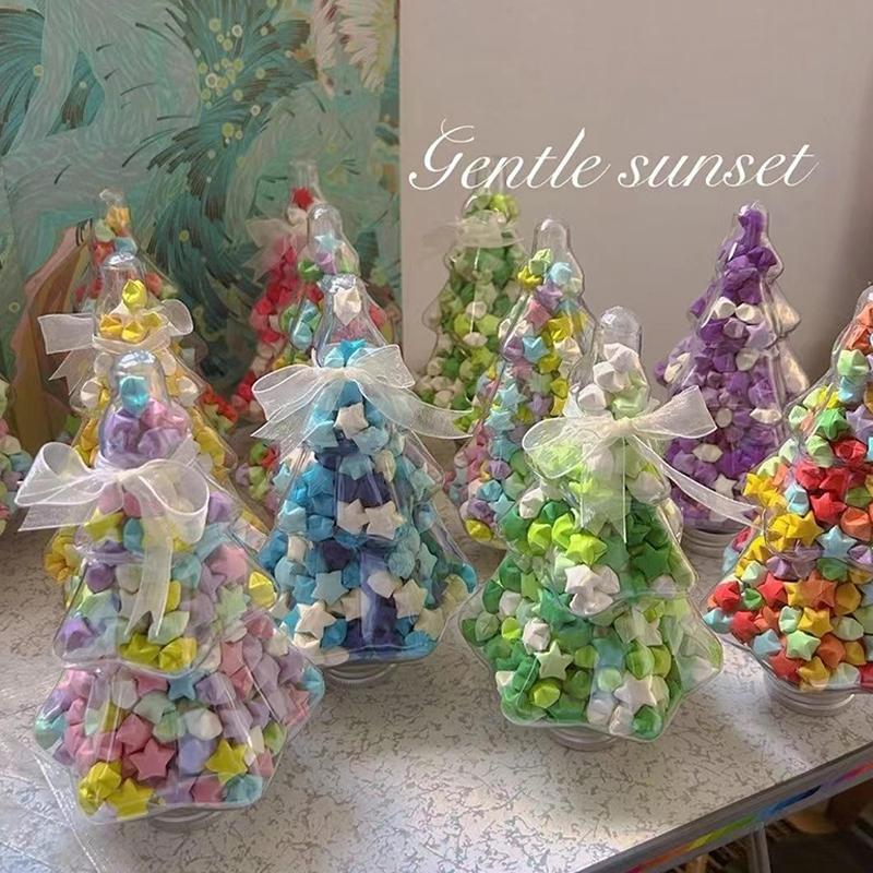 Chai Hình Cây Thông Noel, Thủ Công, Gấp Bằng Giấy, Chai Ngôi Sao, Quà Tặng Giáng Sinh Và Ngày Lễ Tình Nhân, Phong Cách Instagram