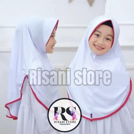 Hijab Anak Sekolah List Merah Jersey Terbaru - Risani Hijab 2