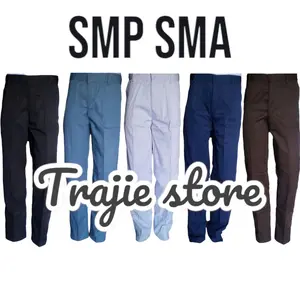 Seragam Sekolah Celana Anak Sekolah SMP SMA Biru Abu Hitam Putih Coklat Panjang Laki-laki Fashion