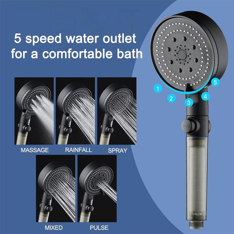 Vòi Hoa Sen Tăng Áp 5 Chế Độ Phun Mạnh Mẽ, Rửa Sạch Bụi Bẩn Tiết Kiệm Nước, Chất Liệu Nhựa Bền Đẹp 3
