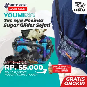 TRAVEL POUCH SUGAR GLIDER / TAS UNTUK SUGAR GLIDER / TEMPAT TIDUR SUGAR GLIDER