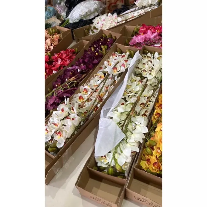 Anggrek cymbidium artificial latek/Cimbidium Latek premium/1pcs Dekorasi Dekorasi 5