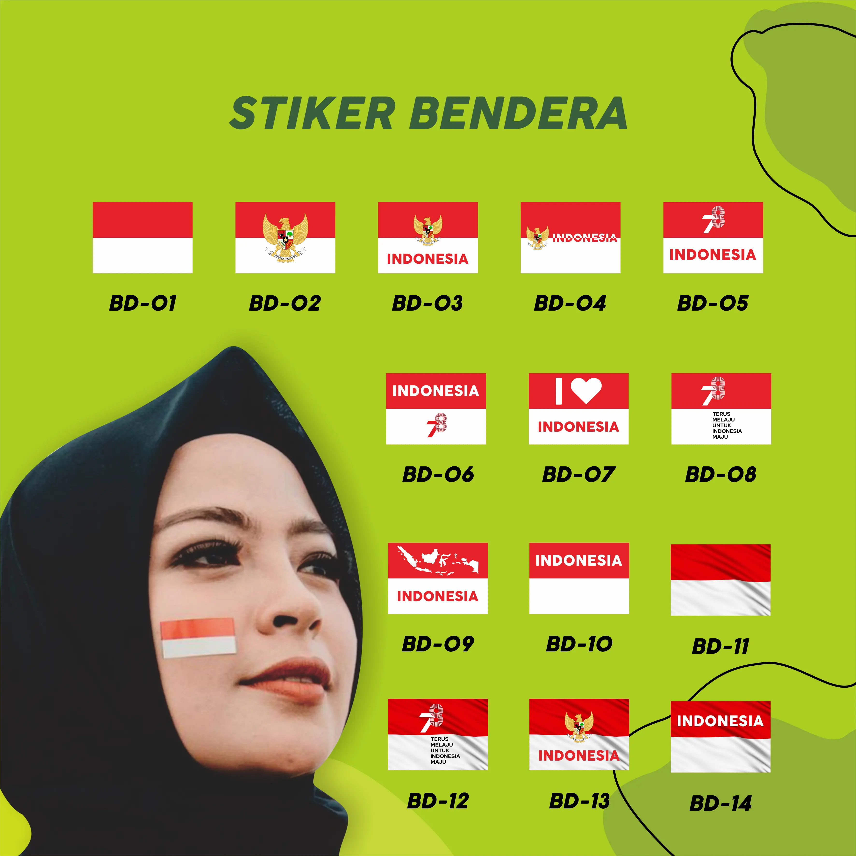 [50PCS] STIKER BENDERA / STICKER KEMERDEKAAN / STIKER INDONESIA / STIKER BENDERA PIPI TERMURAH