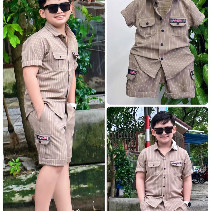 Bộ công tử túi nắp 2 bên kèm quần túi hộp sang chảnh MUPKIDS (Áo + Quần) 6