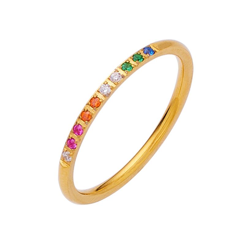 Product Introduction of Nhẫn Đầy Màu Sắc Zircon, Hình Tròn Ngôi Sao, Ferrule Thép Titan, Mạ Vàng, Trang Trí, Bán Chạy, Tương Phản, Thích Hợp Cho Người Chạy Bộ 5