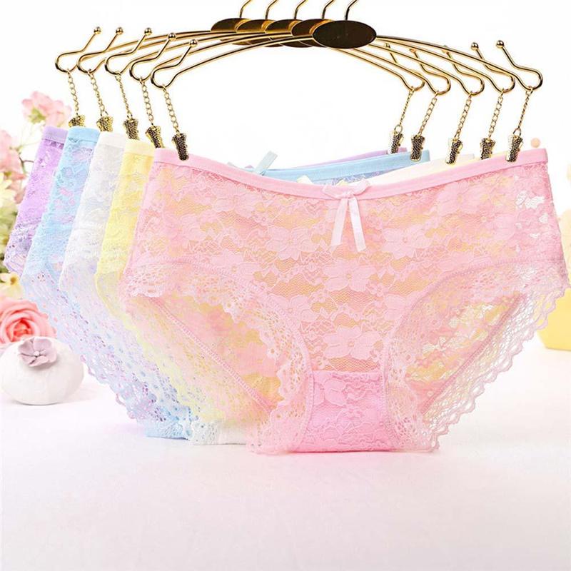 Product Introduction of Underwear Breathable Cotton Crotch Underpants Bowknot Lace Flower Panties  Briefs Women Thong Nylon 8