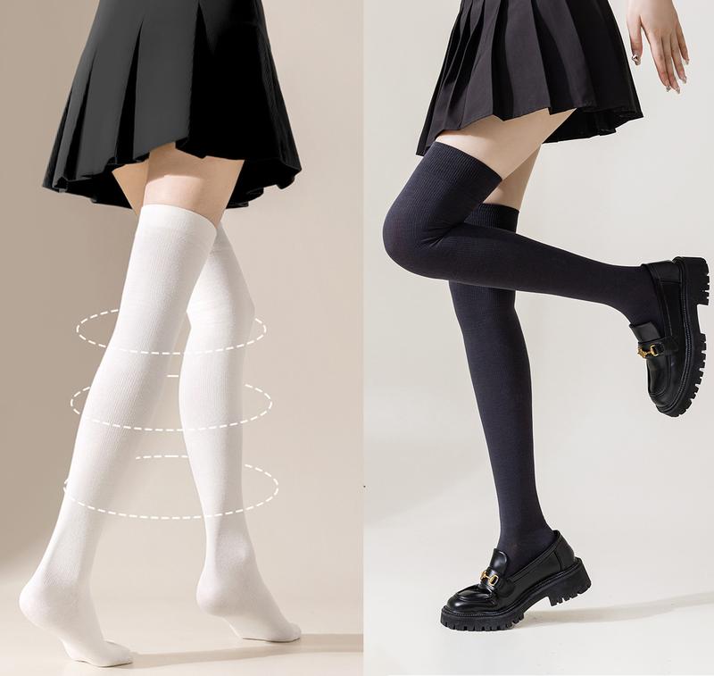 Tất vớ đùi nữ cao cổ dài 55cm phong cách Hàn Quốc loại dày dặn giữ ấm chân 4 mùa 83% cotton cao cấp co giãn Women Voi