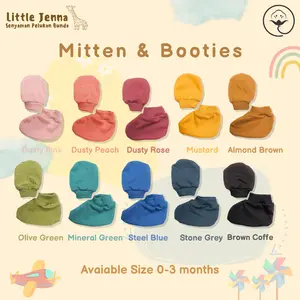 Little Jenna - Sarung Tangan Kaki Bayi | Mitten and Booties New Born Earth Tone Series Katun Nyaman Parsel