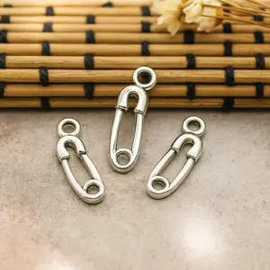 5 Charm Peniti safety pin 19x6mm pendant liontin aksesoris manik gelang kalung Kraft