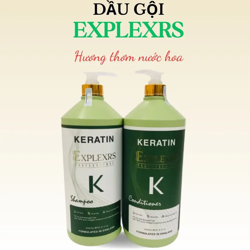 Dầu Gội Đầu Nữ Keratin K Explexrs Dầu Gội Gàu Collagen Keratin K 2000ML | Giảm Rụng Tóc, kícḣ Mọc Tóc, Phục Hồi Tóc Hư T _ 3