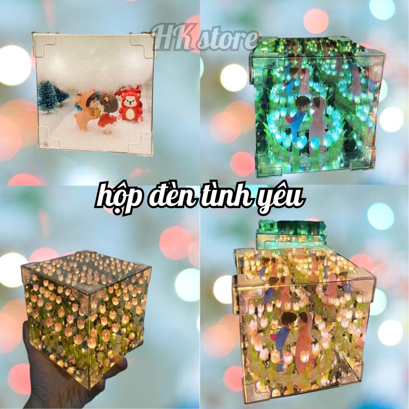[DIY] Hộp đèn tình yêu, đèn hoa tulip 20-30 bông Rubik tráng gương handmade Diy, quà tặng sinh nhật, valentin