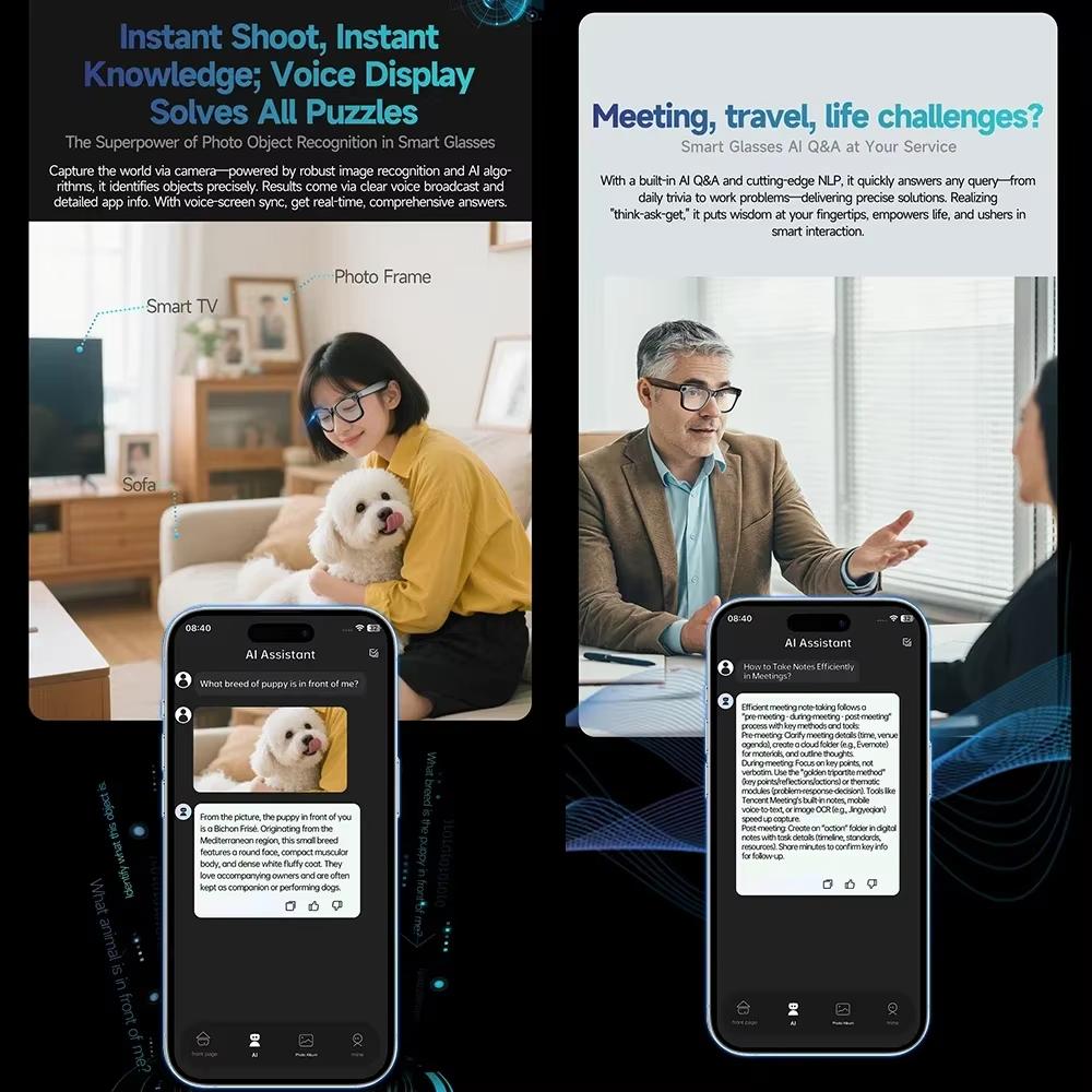 2026 New AI Smart Translation Smart Glasses 8MP HD Camera Bluetooth Call Music Play Photo Take Voice Video Recording Sunglasses - Image 4