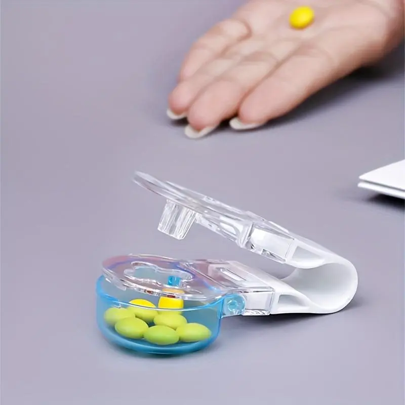 Portable Pill Extractor, 1 Count Pill Storage Box with Pill Remover, Pill Dispenser, Blue Pill Organizer for Elderly, Disabled, Hand Arthritis Individuals, Healthcare 4