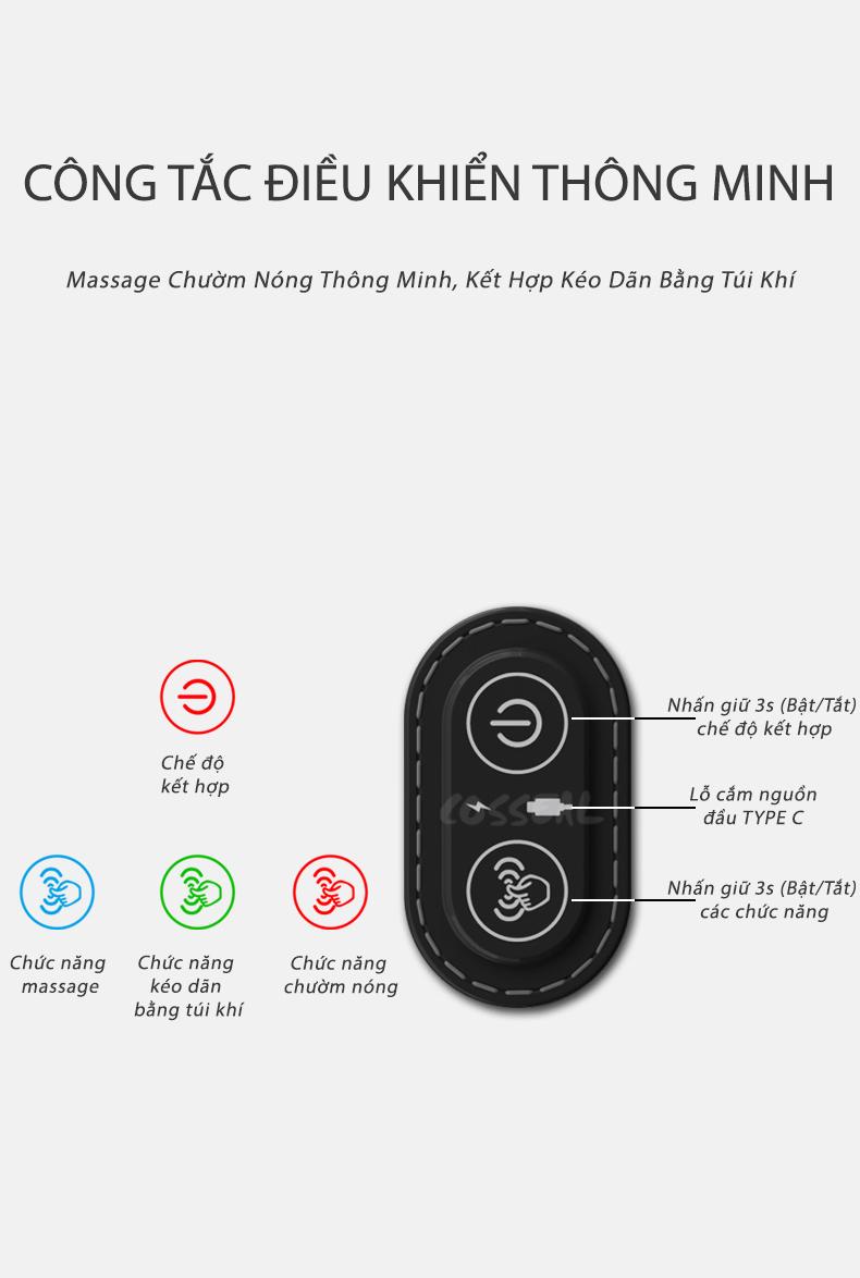 Product Introduction of Cosseal Gối Kê Lưng Massage Túi Khí Kéo Dãn, Tích Hợp Chườm Nóng Công Thái Học, Giảm Đau Cột Sống 13