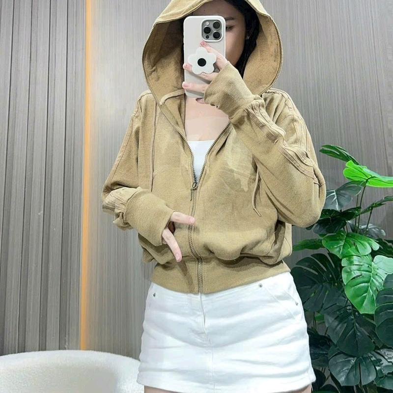Áo khoác thun gân 6túi sọc viền,phom thường. Nữ 8