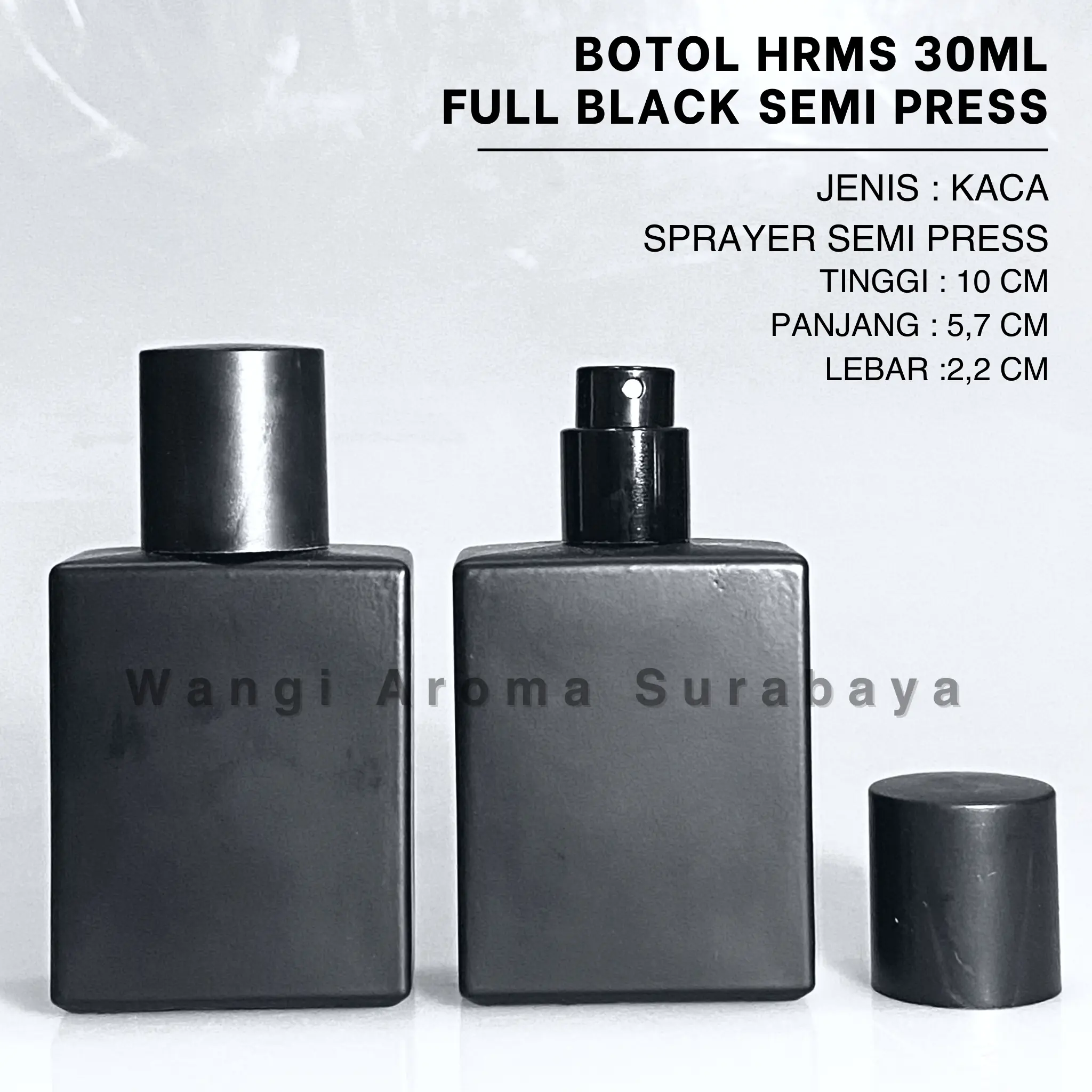 Botol Parfum H3rmes 30ML Full Black Semi Press - Botol Parfum Full Hitam Semi Press - Botol Parfum 30ML