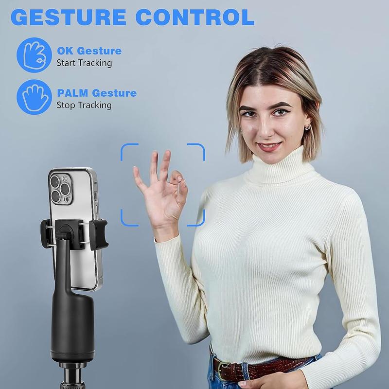 360° Rotation Smart Auto Face Tracking Tripod Holder, Portable Cellphone Holder for Live Vlog Streaming Video, Smartphone Support, Selfie Tools, Men's Gadgets, Selfie Accessories, Phone Camera Mount 9