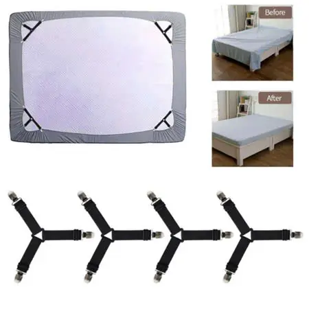 Bộ 4 Chiếc Kẹp Ga Giường Chống Xê Dịch Cố Định Và Giữ Phẳng.Dây Buộc Ga Giường Drap Có Sự Đàn Hồi,Màu Sắc Ngẫu Nhiên 6
