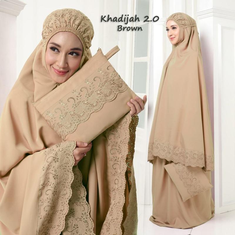Mukena Dewasa Siti Khadijah Katun Polos Hitam Cokelat Navy Putih 7