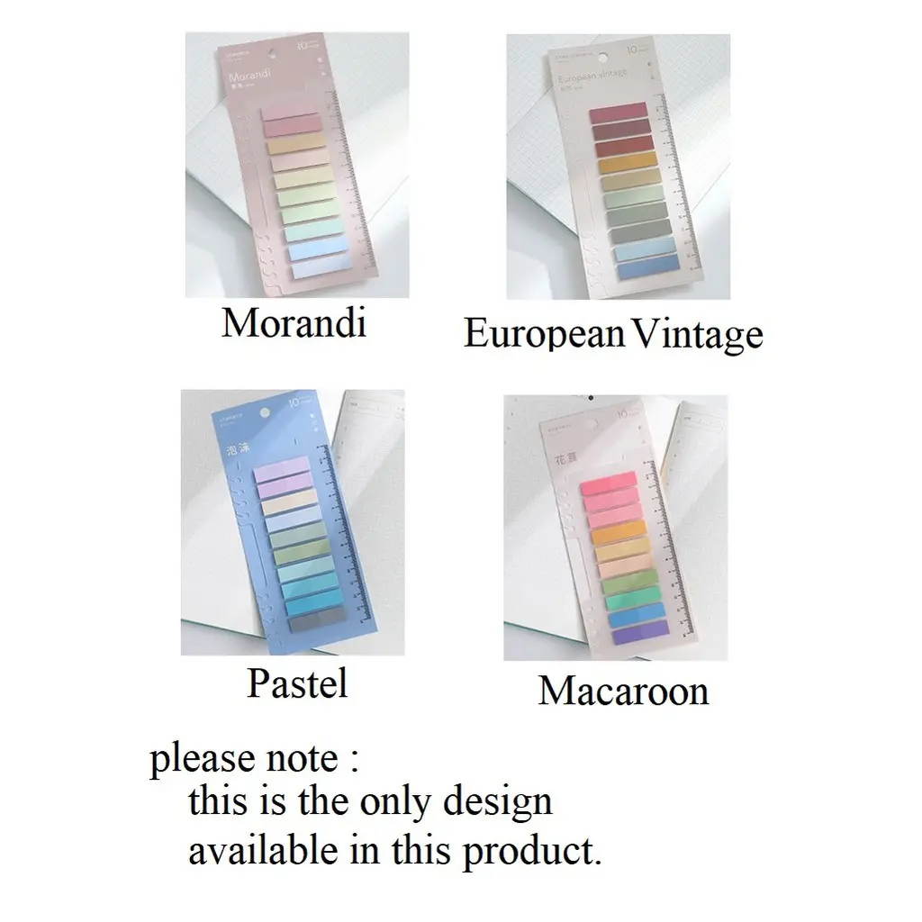 200sheets/pack  Variety of colors Self-Adhesive Transparent Sticky notes With Ruler Index