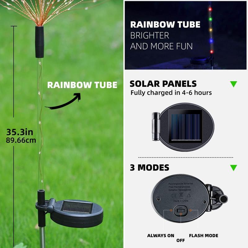 Solar Powered Firework Shaped Light, 120 LEDs Outdoor Solar Garden Decorative Light, Waterproof String Landscape Light for Walkway Pathway Backyard Decoration 1