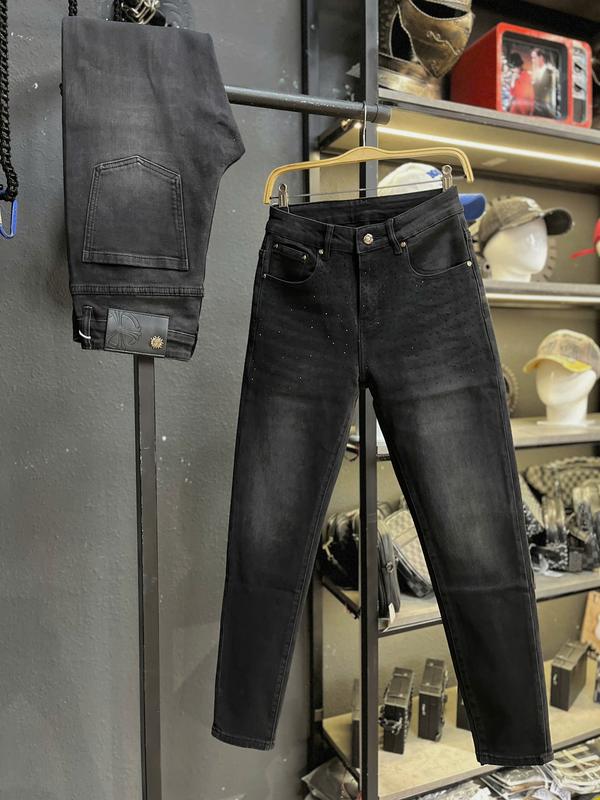 [GIÁ MỞ BÁN][Jean Denim Guangzhou 9106] Quần Jean Nam Dài Màu Đen Was Đính Full Đá Đen Chất Deim Dày Dặn J3752