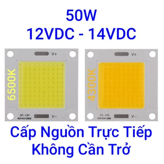 LED COB dùng điện trực tiếp 12VDC - 14VDC 50W
