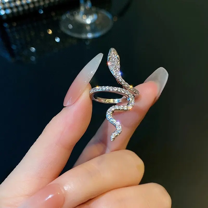 Nhẫn Rắn Nhỏ, Thiết Kế Bọc Zircon Dát Siêu Nhỏ, Dành Cho Nữ, Phong Cách Độc Đáo Thời Trang, Nhẫn Ngón Trỏ Cá Tính