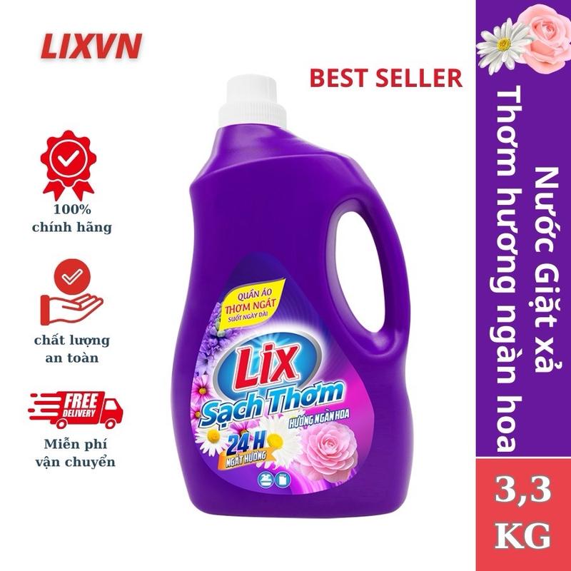 Nước Giặt Xả Lix Đậm Đặc Hương Nước Hoa Chai 3.3kg - Sạch Thơm Như Mới Giặt Máy Giặt Tay