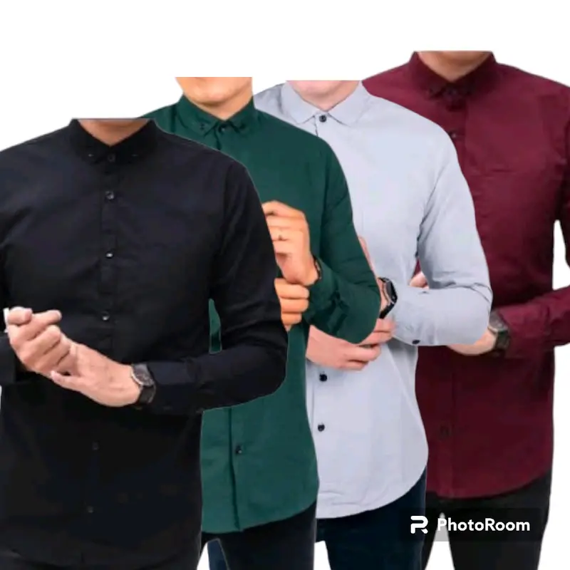 Kemeja Pria Polos Lengan Panjang (1 paket 4 pcs) 3
