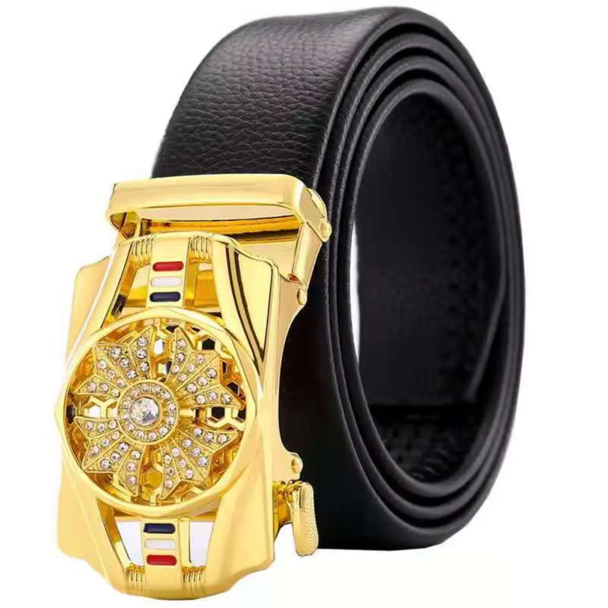 Belt Popular Good Luck Comes Men's Automatic Buckle Belt Double Edge All-Match-Embedded Rotating Belt