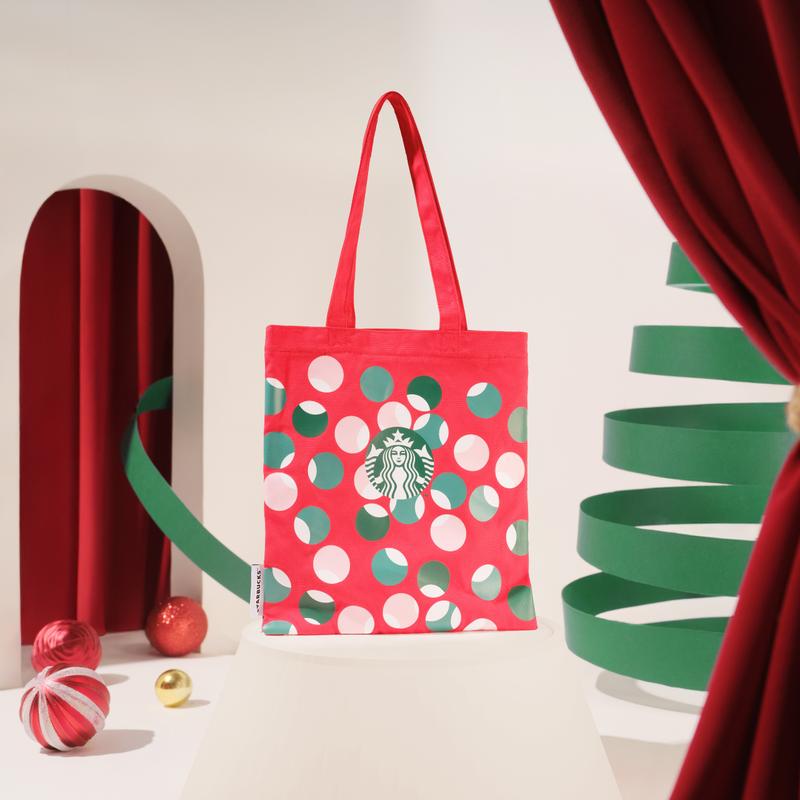 Túi Tote Starbucks WARM WISHES FY25 HOL - Họa tiết lễ hội