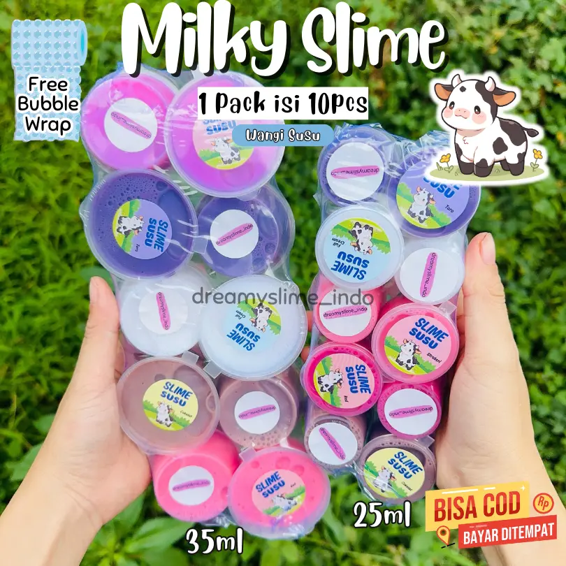 (10 PCS) SLIME SUSU 25ML/35ML MURAH / SLIME MURAH / MILKY SLIME MURAH ISI 10 / GROSIR SLIME
