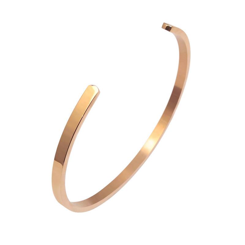 Vòng Tay Thép Không Gỉ, Thương Hiệu Thời Trang Mới, Loại C 4Mm, Phong Cách Đơn Giản, Vòng Tay Mở Nữ Bằng Thép Titan 6