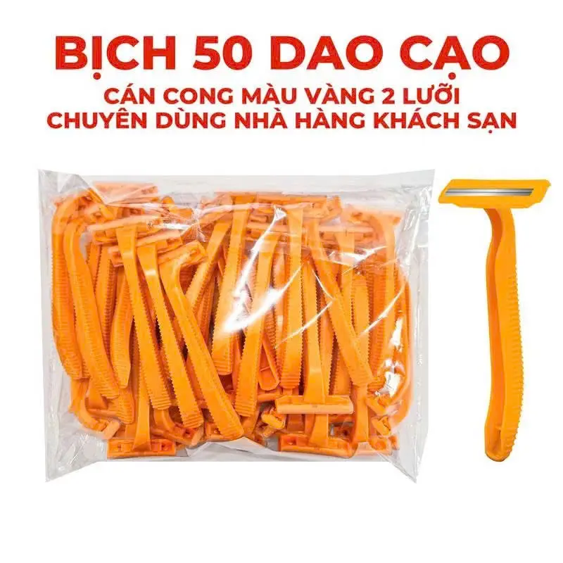 (Hàng sẵn kho)COMBO 50 Dao Cạo Cán Ngắn 2 Lưỡi , Dùng 1 lần , Chuyên Dùng Cho Khách Sạn