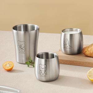Cawan Air Dua Lapisan, Keluli Tahan Karat 304, Reka Bentuk Comel dan Nakal, Sesuai untuk Kanak-kanak dan Dewasa, Cawan Air Kecil, Laser Berwarna-warni, Cawan Air Dewasa Besar Kitchenware Heater