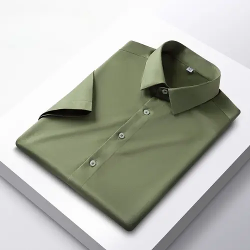 Áo sơ mi nam ngắn tay trơn , vải lụa chéo đẹp hạn chế nhăn, màu sắc thanh lịch, hiện đại. 8