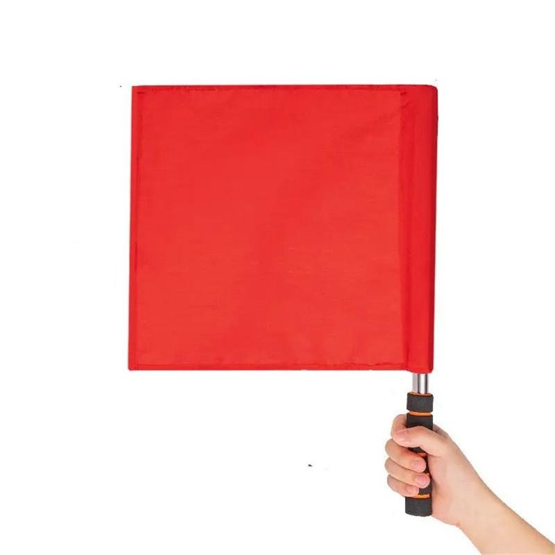Product Introduction of Sports Equipment Red White Yellow Soccer Referee Flag Eye-catching Lightweight Linesman Flags Fair Play Sponge Handle Competition Signal Flag Traffic Flag 15