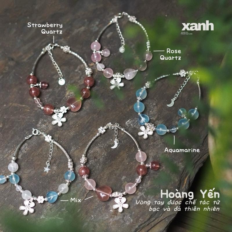  Vòng tay Hoàng Yến đá thiên nhiên mix charm bạc dễ thương nữ tính - Xanh Jewelry Phụ Kiện Caro Lịch Đeo Tay Điềm lành Vietnam Rose quartz Strawberry Aquamarine labradorite 